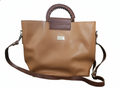 Large Synthetic Tote with Two-Tone Detailing