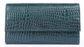 Elegant Bottle Green Crocodile-Embossed Leather Clutch Wallet