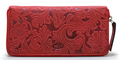 Premium Red & Brown Suede Leather Ladies Wallet – Multi-Slot Zippered Clutch