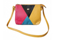 Multicolor Crossbody Synthetic Bag - Geometric Patchwork Shoulder Purse with Adjustable Strap